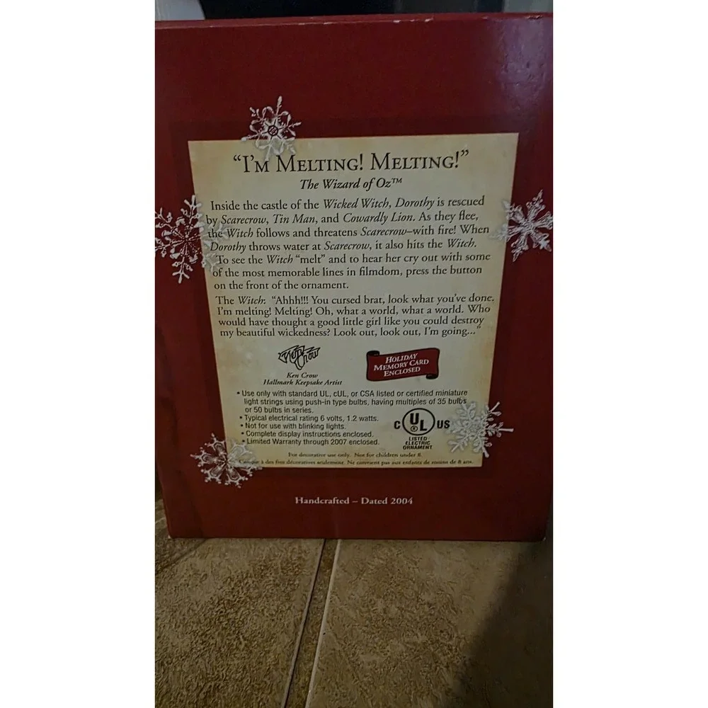 Hallmark Motion&Voice&Light The Wizard of Oz I'm Melting! Melting! 2004 NIB
